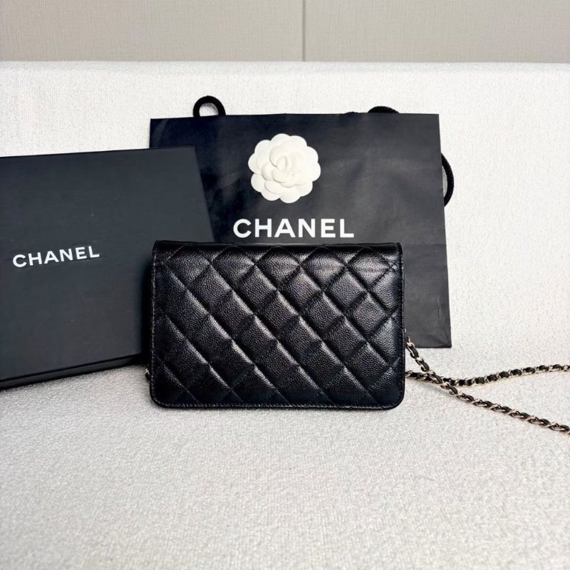 Chanel 22k浮雕雙C扣woc鏈條包 芯片款19*12.5*4 99新配件盒子塵袋-4