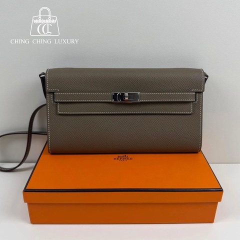 🌈Hermes🧡Kelly to go🌟大象灰銀扣🧡98.5新🌟Epsom皮🌟愛馬仕🌟