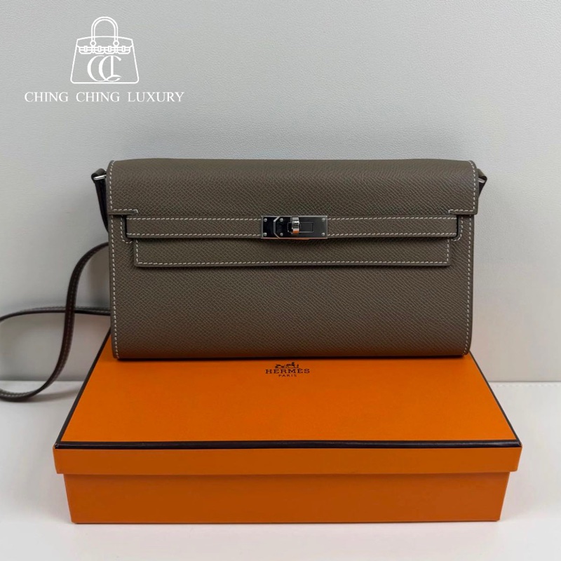 🌈Hermes🧡Kelly to go🌟大象灰銀扣🧡98.5新🌟Epsom皮🌟愛馬仕🌟-0
