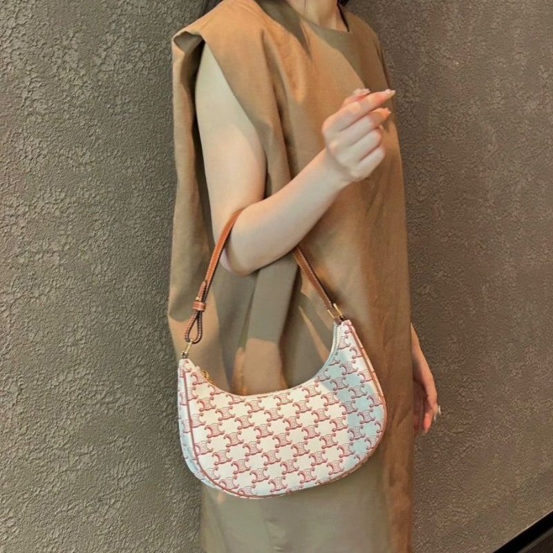 CELINE 經典老花凱旋門白色豌豆腋下包25*18*7 98新配件塵袋-0