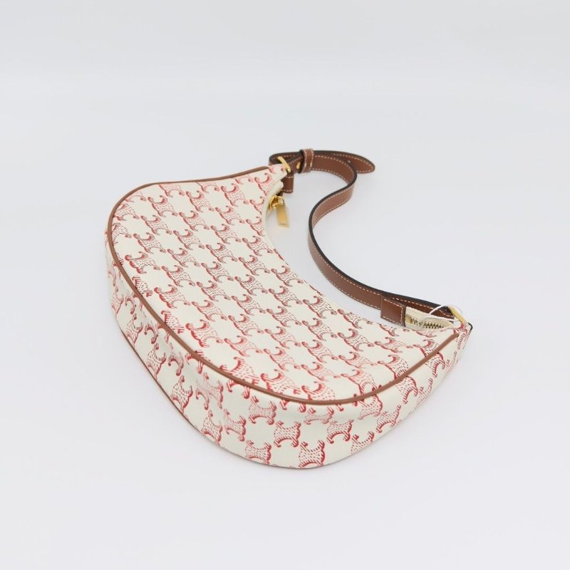 CELINE 經典老花凱旋門白色豌豆腋下包25*18*7 98新配件塵袋-2