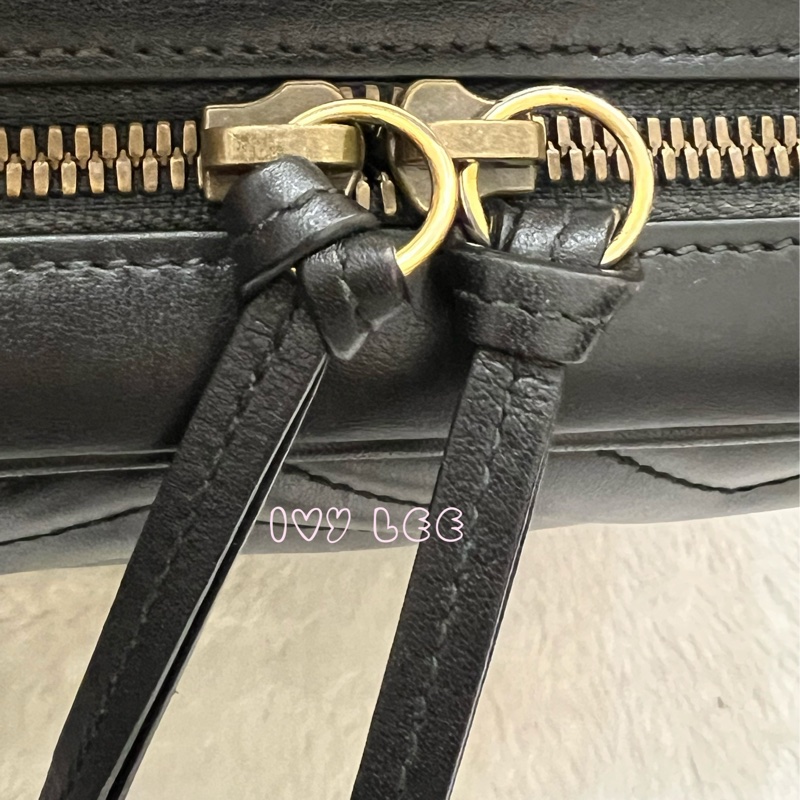 GUCCI498100 經典GG Marmont 仿舊金色 LOGO牛皮 藍紅白背帶 斜背包 相機包 黑 正品 二手精品-7