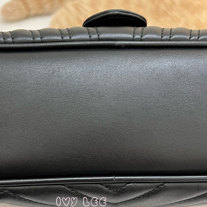 GUCCI498100 經典GG Marmont 仿舊金色 LOGO牛皮 藍紅白背帶 斜背包 相機包 黑 正品 二手精品-30