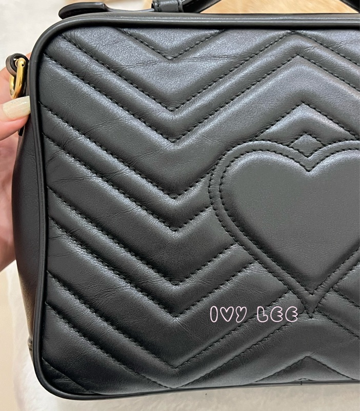 GUCCI498100 經典GG Marmont 仿舊金色 LOGO牛皮 藍紅白背帶 斜背包 相機包 黑 正品 二手精品-32