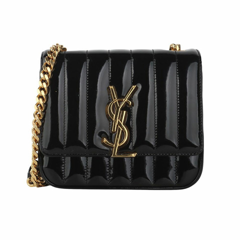 【包稅】SAINT LAURENT 馬特拉塞凸紋漆皮 Vicky 手袋（小號）35230-7