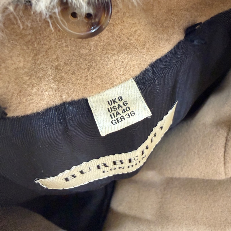 BURBERR 經典 排釦 棕色 卡其 毛領 羊毛大衣 短大衣 夾克 外套-19