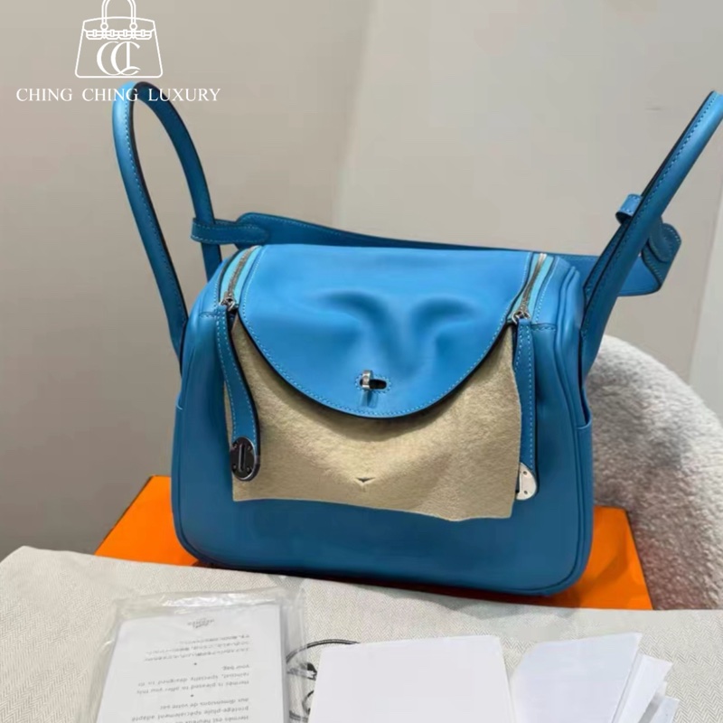 🌈Hermes🩵Lindy 26🩵北方藍拼維羅納綠銀扣🌈全套有單🌟99.5新🌟Swift皮🌟愛馬仕🌟-0