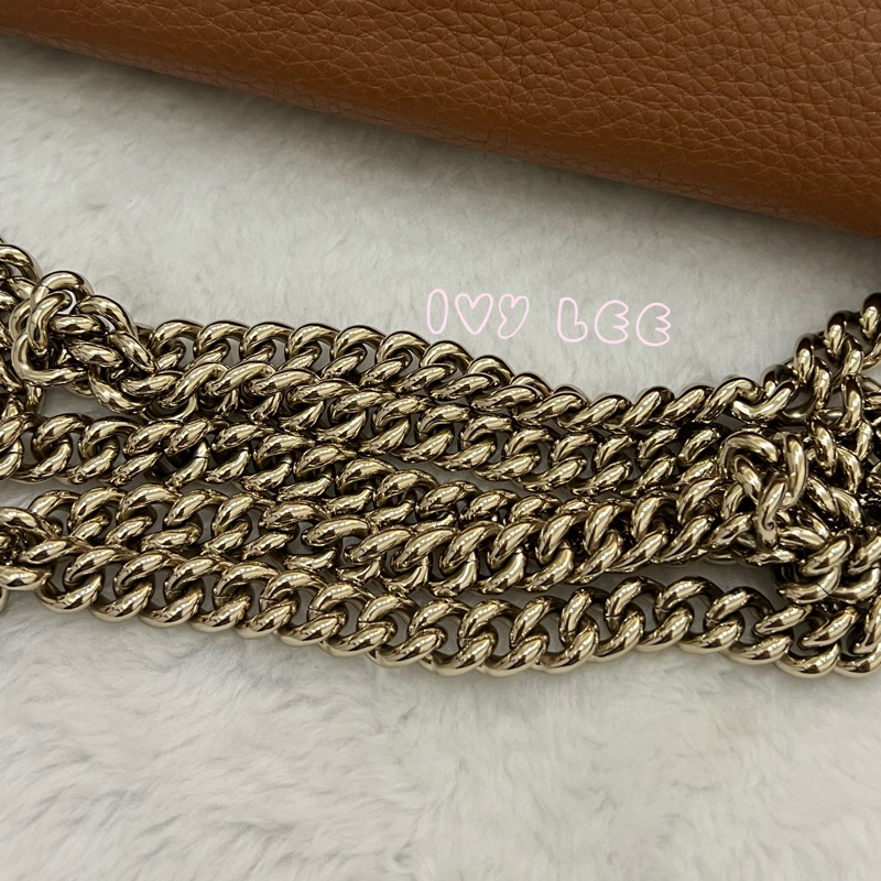 GUCCI 古馳 336752 咖啡棕  奶茶色 Soho 系列 斜背包 鏈條包 正品 二手精品-8