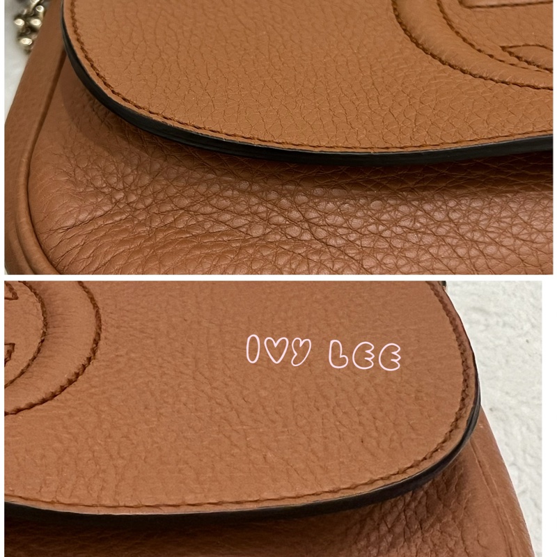 GUCCI 古馳 336752 咖啡棕  奶茶色 Soho 系列 斜背包 鏈條包 正品 二手精品-9