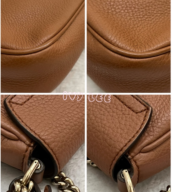 GUCCI 古馳 336752 咖啡棕  奶茶色 Soho 系列 斜背包 鏈條包 正品 二手精品-11