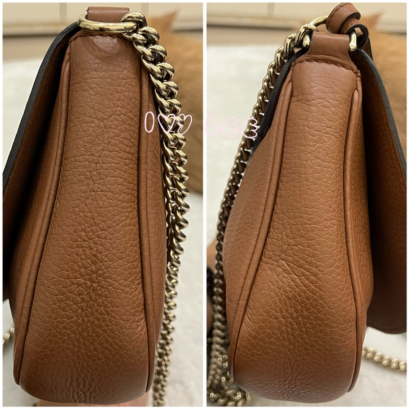 GUCCI 古馳 336752 咖啡棕  奶茶色 Soho 系列 斜背包 鏈條包 正品 二手精品-17