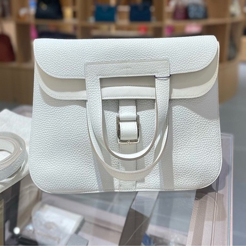Hermes愛馬仕 halzan31 8L冰川白 銀扣TC皮 X刻，配件塵袋肩帶