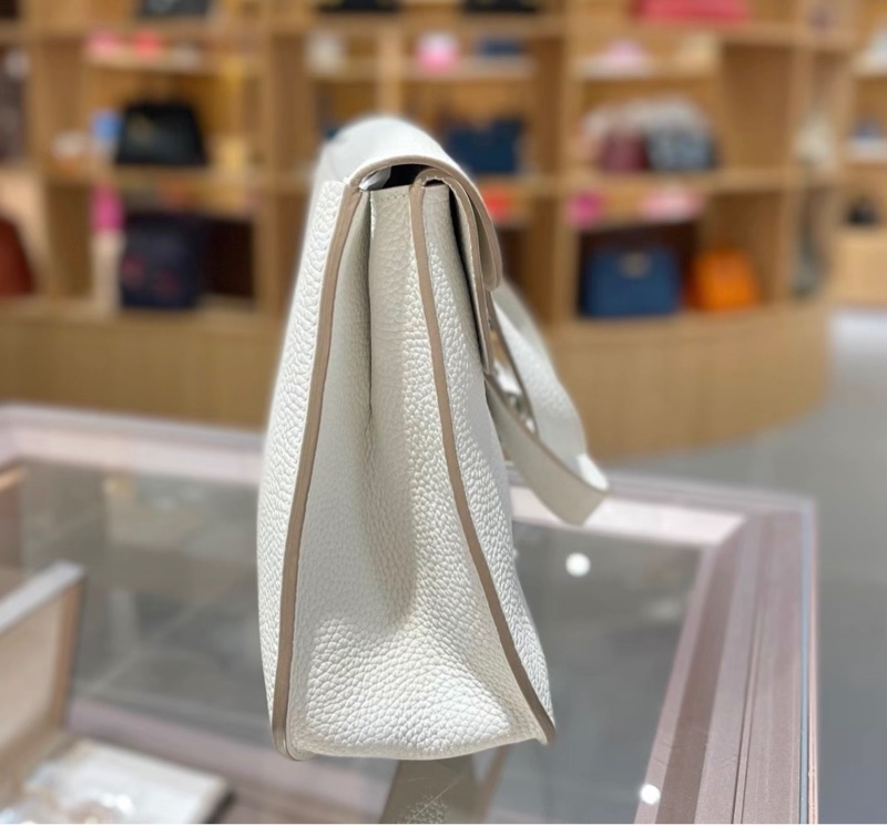 Hermes愛馬仕 halzan31 8L冰川白 銀扣TC皮 X刻，配件塵袋肩帶-2