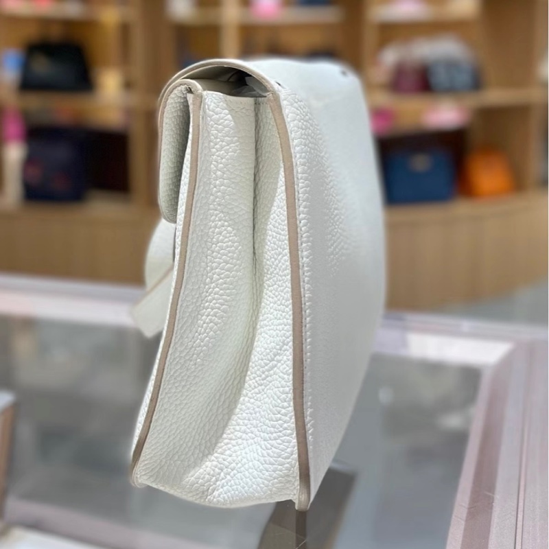 Hermes愛馬仕 halzan31 8L冰川白 銀扣TC皮 X刻，配件塵袋肩帶-3