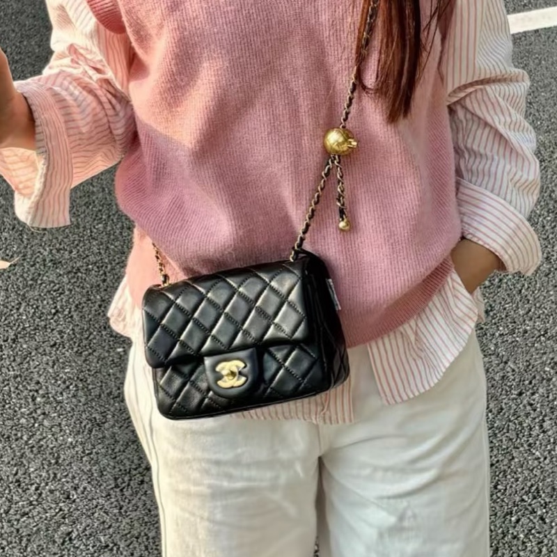 經典不敗🥂🈶購證99新🆕Chanel黑金金球方胖子單肩斜跨包-0