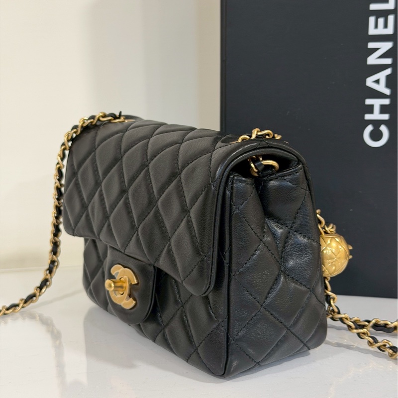 經典不敗🥂🈶購證99新🆕Chanel黑金金球方胖子單肩斜跨包-6