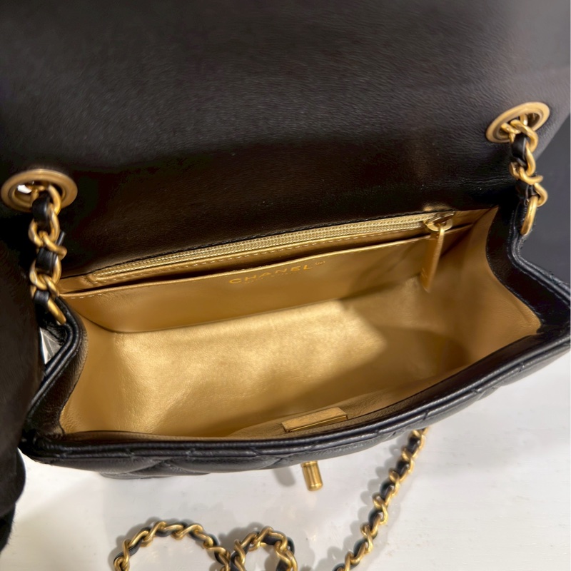 經典不敗🥂🈶購證99新🆕Chanel黑金金球方胖子單肩斜跨包-9