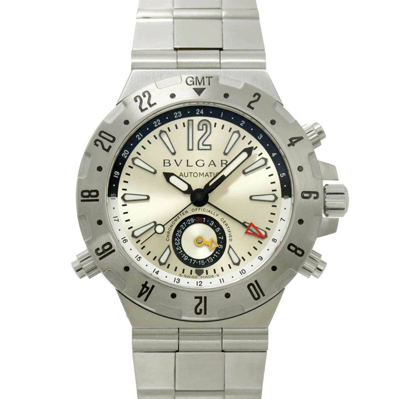 寶格麗 Diagono Professional GMT 男士腕錶 GMT40S 銀色自動腕錶-0