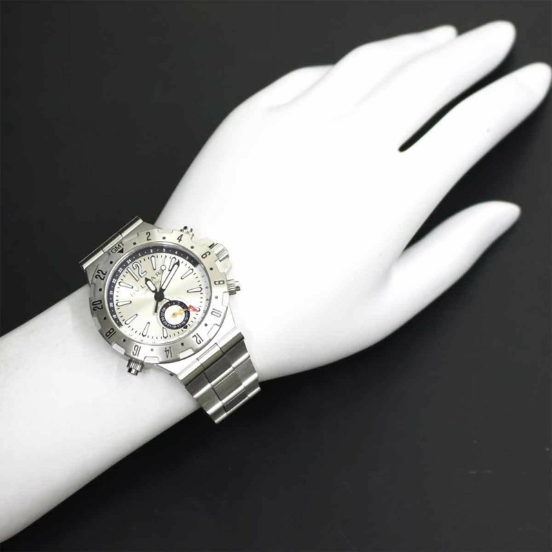 寶格麗 Diagono Professional GMT 男士腕錶 GMT40S 銀色自動腕錶-3