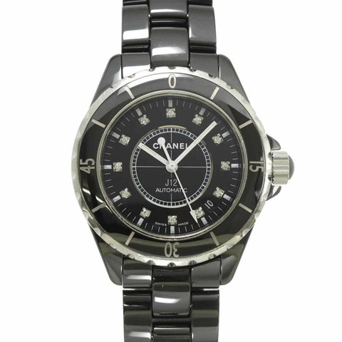 香奈兒 J12 38毫米 H1626 男士腕錶，鑲嵌12顆鑽石，黑色陶瓷錶殼，日期顯示，自動上鍊機芯