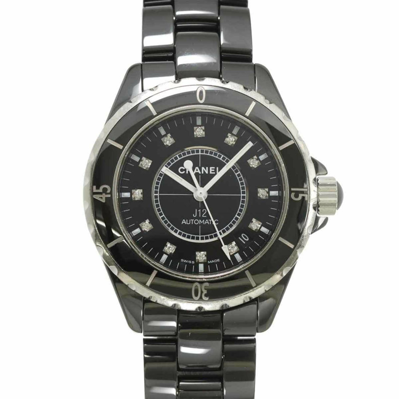 香奈兒 J12 38毫米 H1626 男士腕錶，鑲嵌12顆鑽石，黑色陶瓷錶殼，日期顯示，自動上鍊機芯-0
