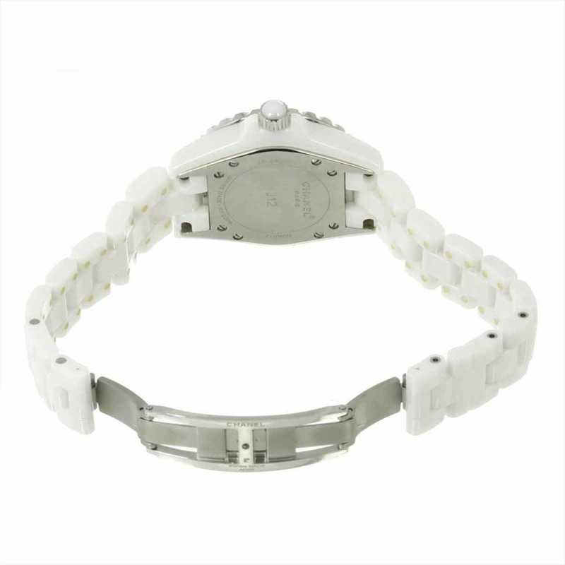 香奈兒 J12 33毫米 H1628 女士腕錶，鑲嵌12顆鑽石，日期顯示，白色陶瓷石英機芯-3