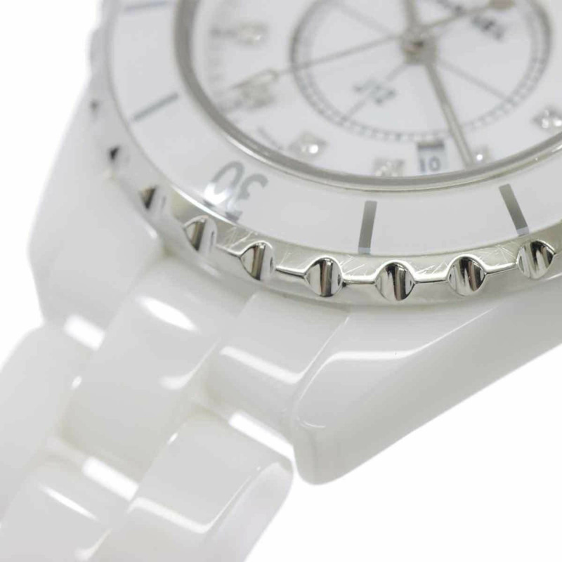 香奈兒 J12 33毫米 H1628 女士腕錶，鑲嵌12顆鑽石，日期顯示，白色陶瓷石英機芯-6