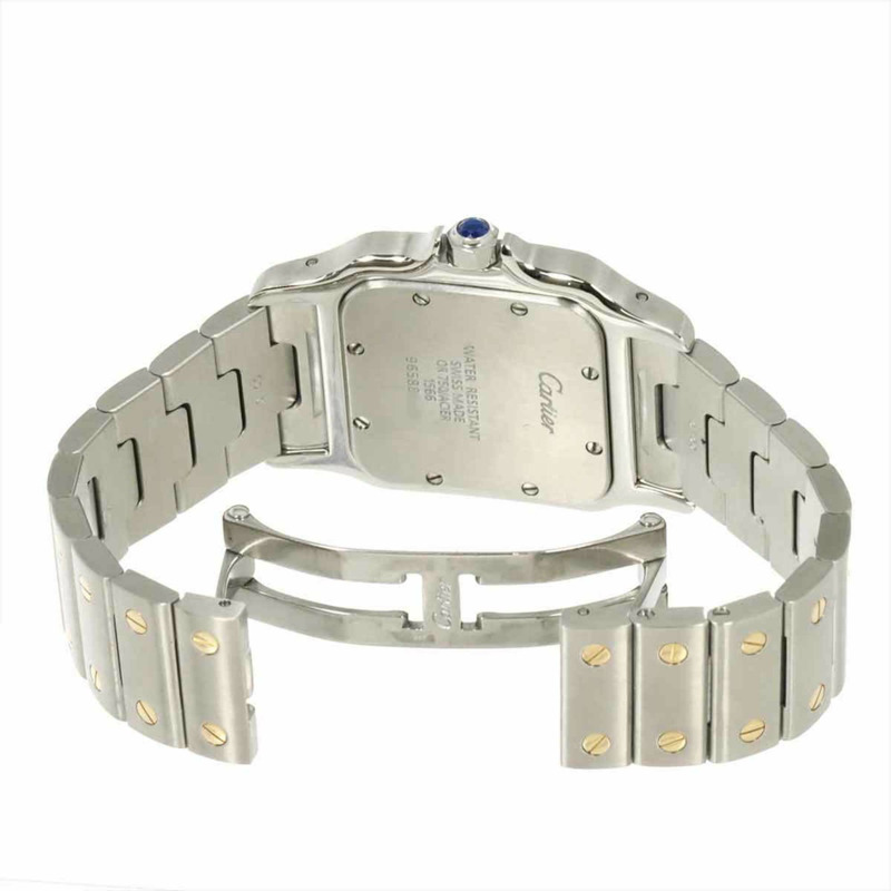 卡地亞 Santos Galbee LM W20011C4 雙色男士腕錶，帶日期顯示和 18K 黃金石英機芯-4