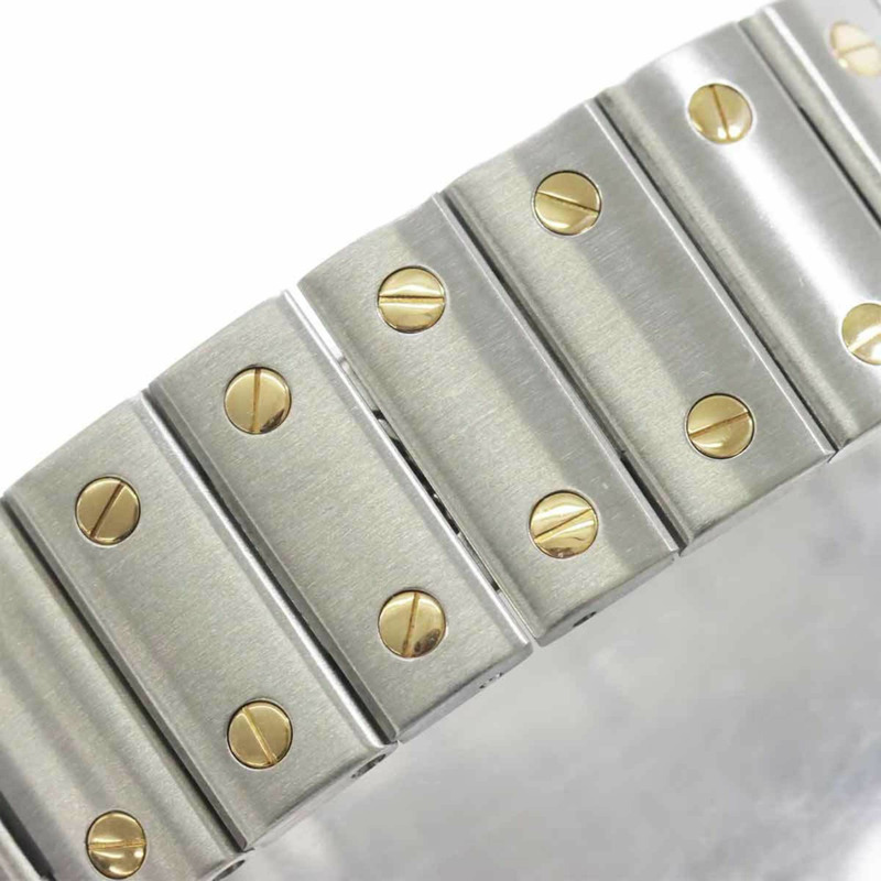 卡地亞 Santos Galbee LM W20011C4 雙色男士腕錶，帶日期顯示和 18K 黃金石英機芯-6