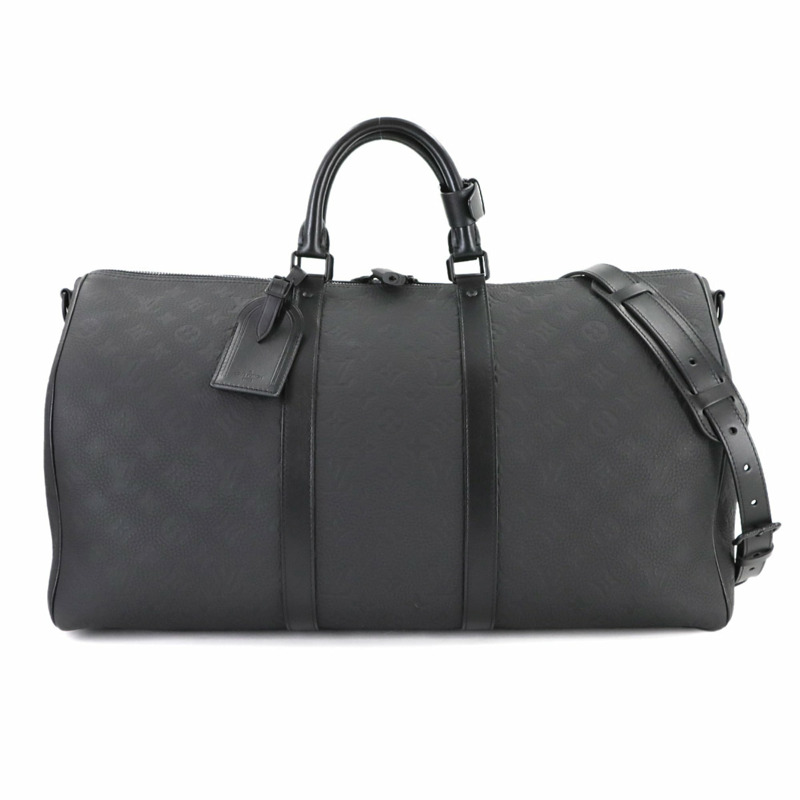 路易威登 Monogram Taurillon Keepall Bandouliere 50 兩手提/肩背包，黑色皮革款式 (M59025)，附 RFID 功能-0