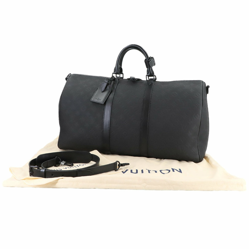 路易威登 Monogram Taurillon Keepall Bandouliere 50 兩手提/肩背包，黑色皮革款式 (M59025)，附 RFID 功能-1