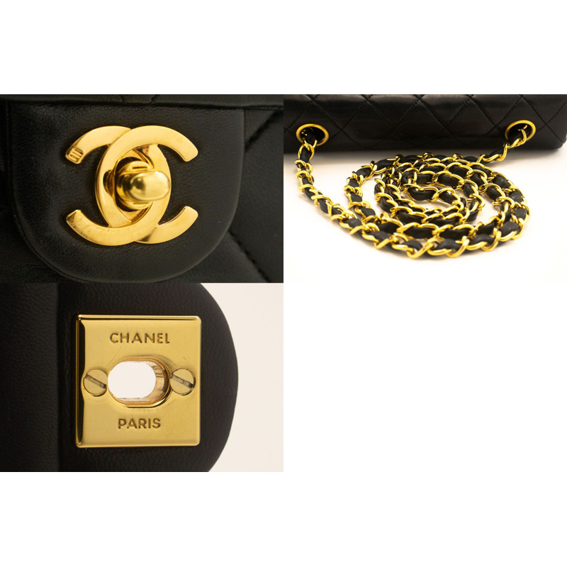 【日本直送】香奈兒迷你方形小鏈條肩背包/斜背包，黑色羊羔絨-6