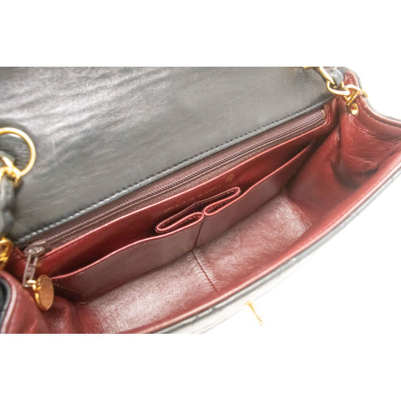 【日本直送】香奈兒迷你方形小鏈條肩背包/斜背包，黑色羊羔絨-9