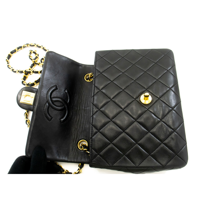 【日本直送】香奈兒迷你方形小鏈條肩背包/斜背包，黑色羊羔絨-10