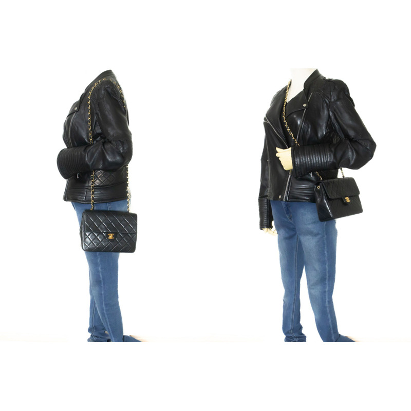 【日本直送】香奈兒迷你方形小鏈條肩背包/斜背包，黑色羊羔絨-11