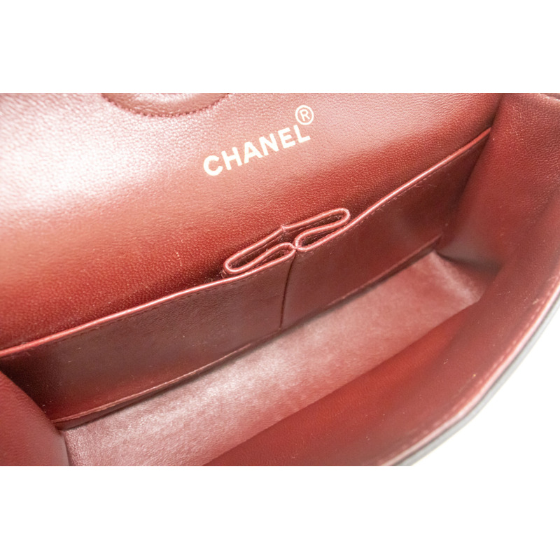 【日本直送】香奈兒經典雙蓋10吋鏈條單肩背包，黑色羊皮-9