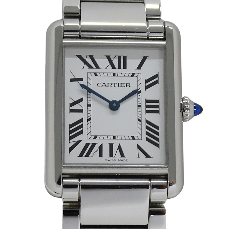 卡地亞 Tank Must LM 石英男士腕錶，不鏽鋼，銀色，方形，拋光，WSTA0052-1