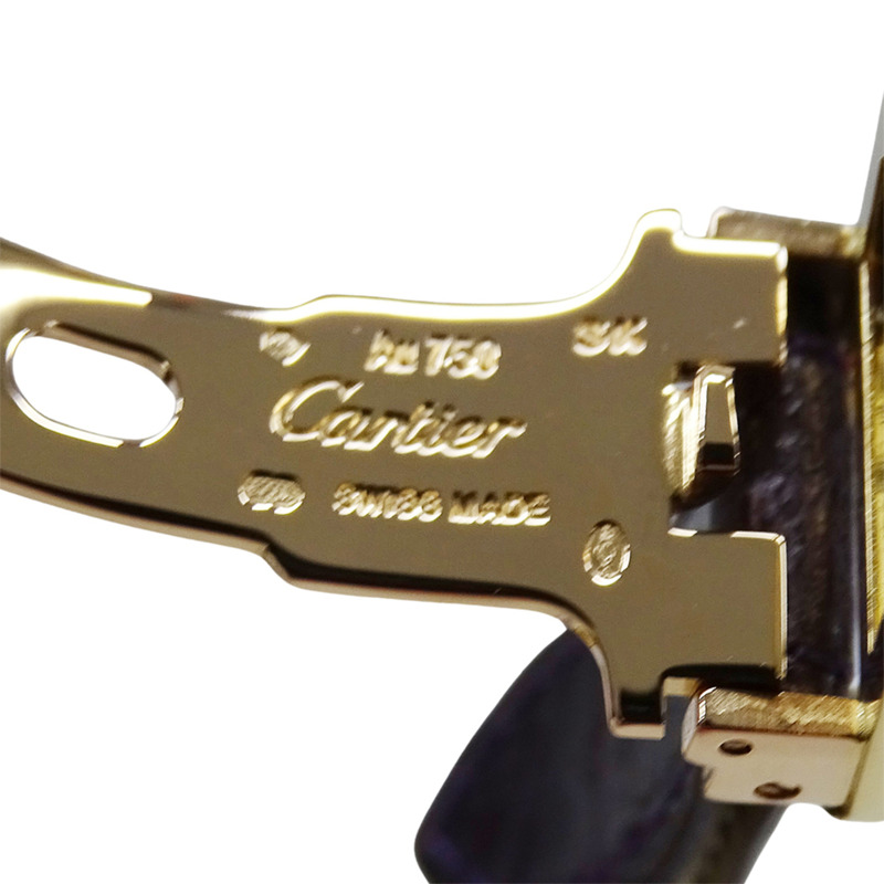 卡地亞 Tank Anglaise 女士腕錶，小號，鑲鑽，石英機芯，QZ，750YG，皮革錶帶，方形，拋光，WT100014-7