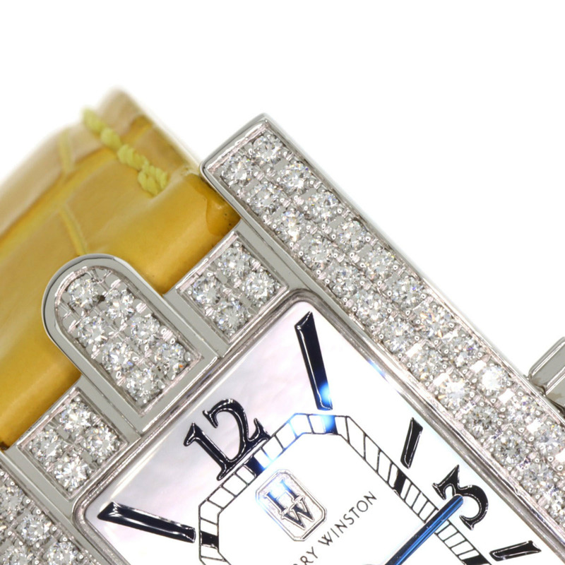 Harry Winston 310LQW Avenue Classic AVEQHM21W 女士腕錶，18K 白金錶殼，皮革錶帶，鑲鑽-18