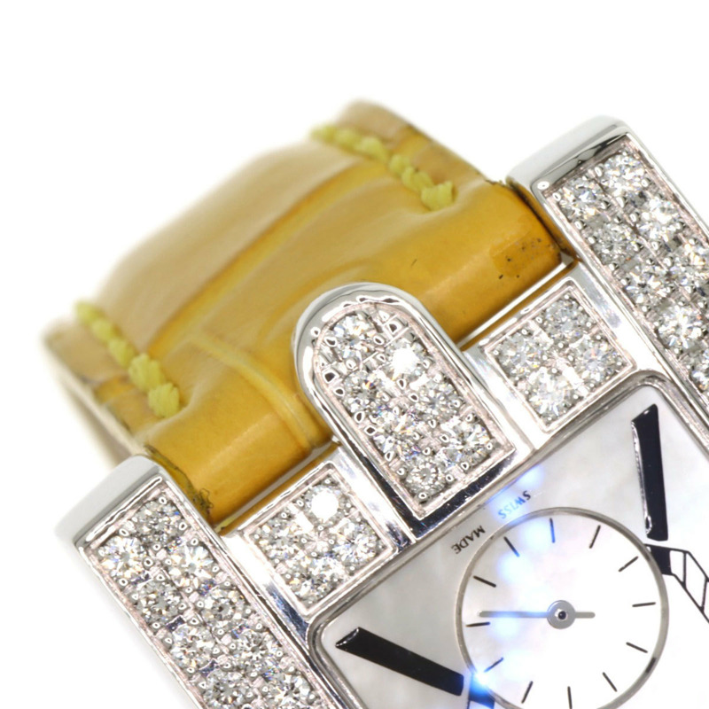 Harry Winston 310LQW Avenue Classic AVEQHM21W 女士腕錶，18K 白金錶殼，皮革錶帶，鑲鑽-19