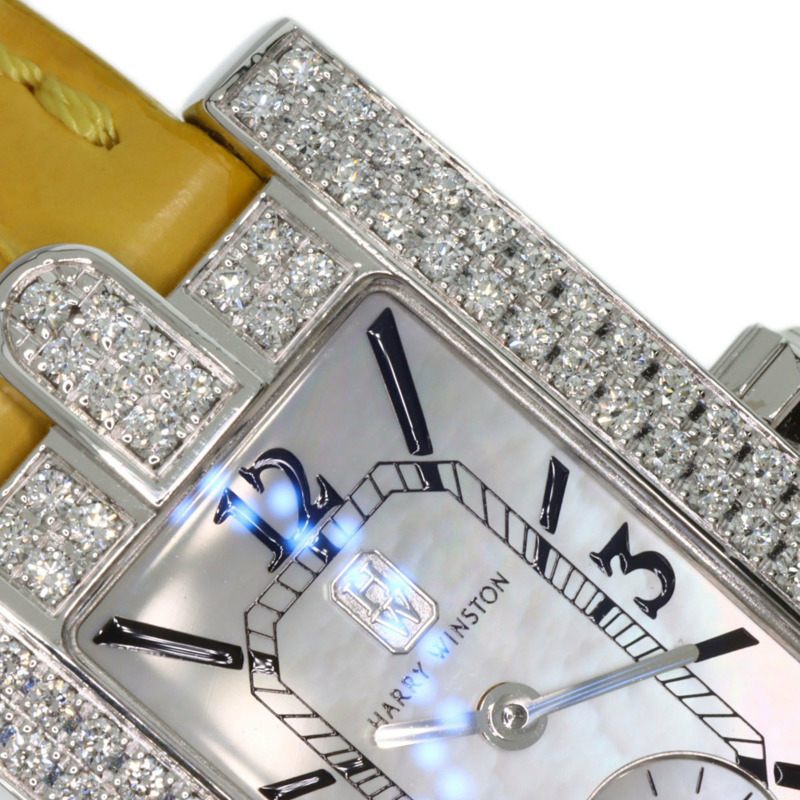 Harry Winston 310LQW Avenue Classic AVEQHM21W 女士腕錶，18K 白金錶殼，皮革錶帶，鑲鑽-28