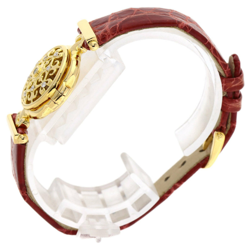 精工 1E70-2120 Credor 女士腕錶，18K 黃金/皮革-2