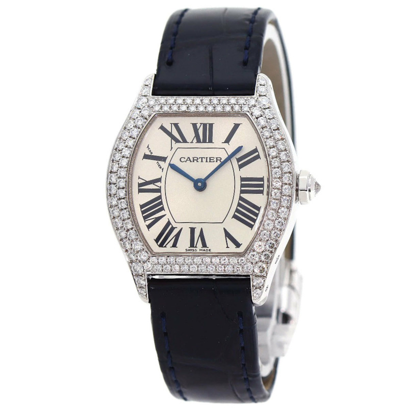 卡地亞 W504931 Tortue SM 鑽石腕錶，18K 白金/皮革/鑽石，女款-0