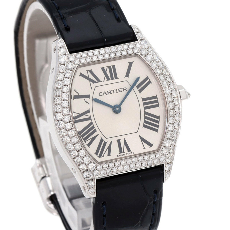 卡地亞 W504931 Tortue SM 鑽石腕錶，18K 白金/皮革/鑽石，女款-3