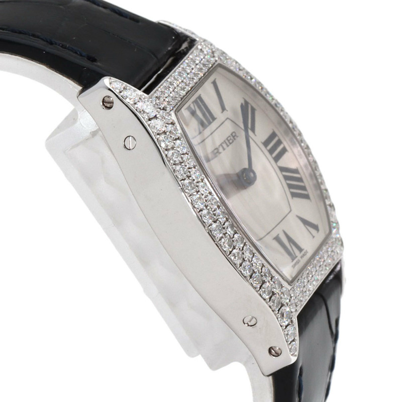 卡地亞 W504931 Tortue SM 鑽石腕錶，18K 白金/皮革/鑽石，女款-5