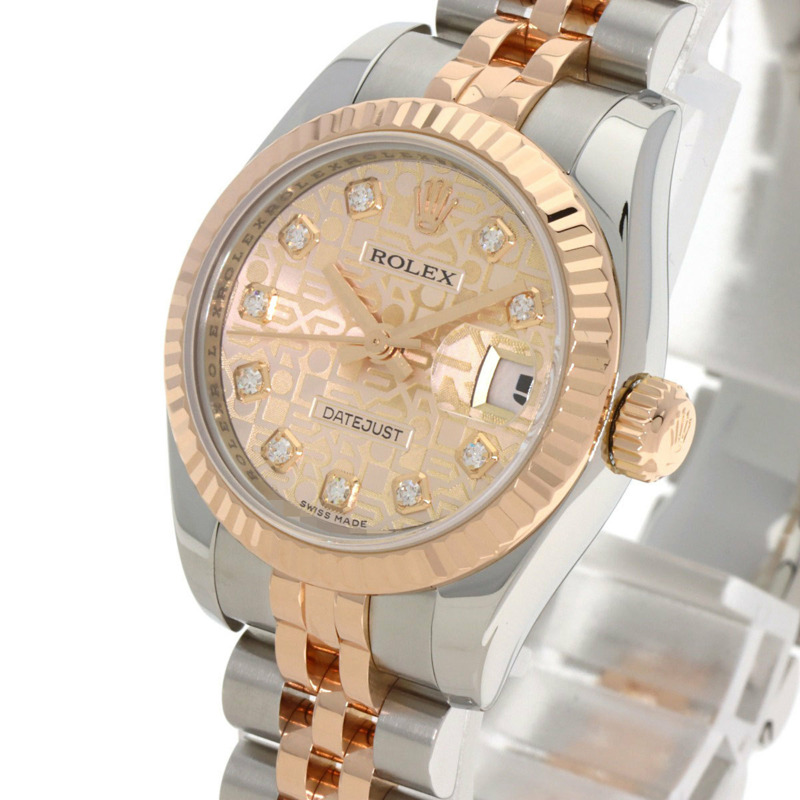 勞力士 179171G Datejust 女士十鑽腕錶，精鋼/18K金/永恆玫瑰金材質。-2