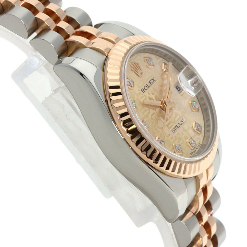 勞力士 179171G Datejust 女士十鑽腕錶，精鋼/18K金/永恆玫瑰金材質。-5