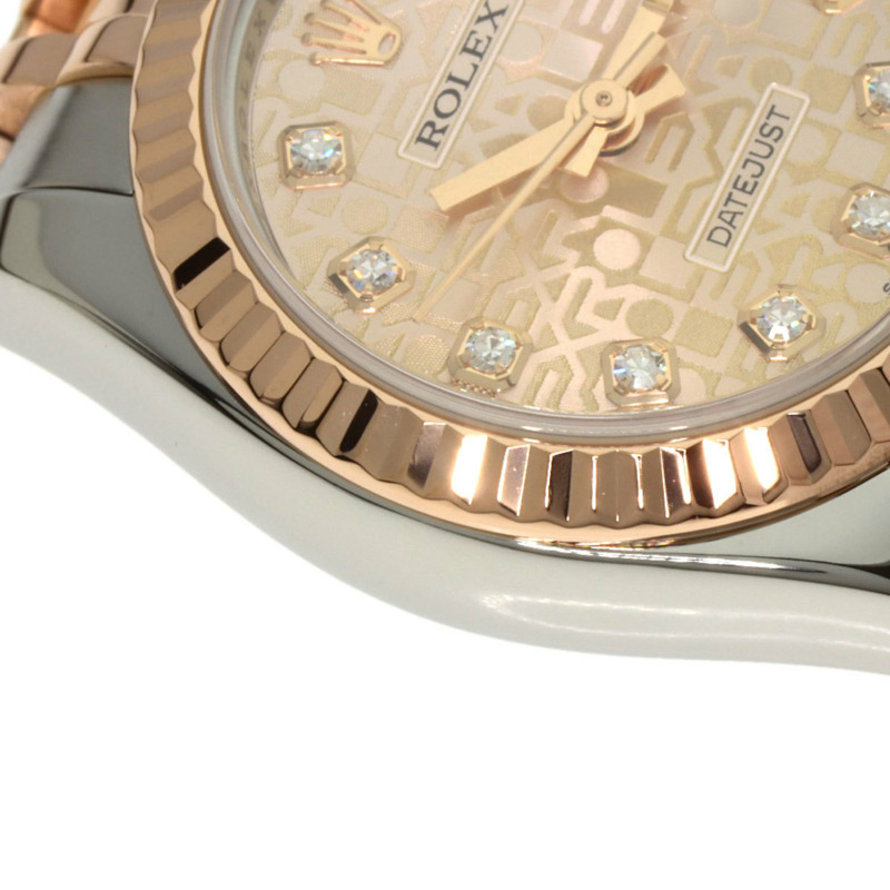 勞力士 179171G Datejust 女士十鑽腕錶，精鋼/18K金/永恆玫瑰金材質。-14