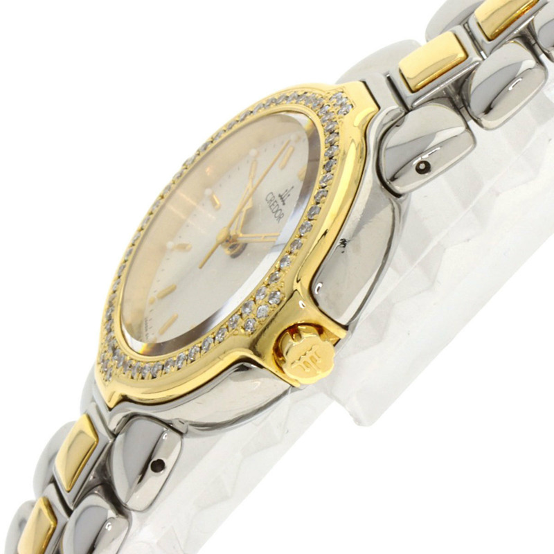 精工 GSAB004 Credor 鑲鑽錶圈腕錶，不鏽鋼/18K黃金/鑲鑽，女款-4