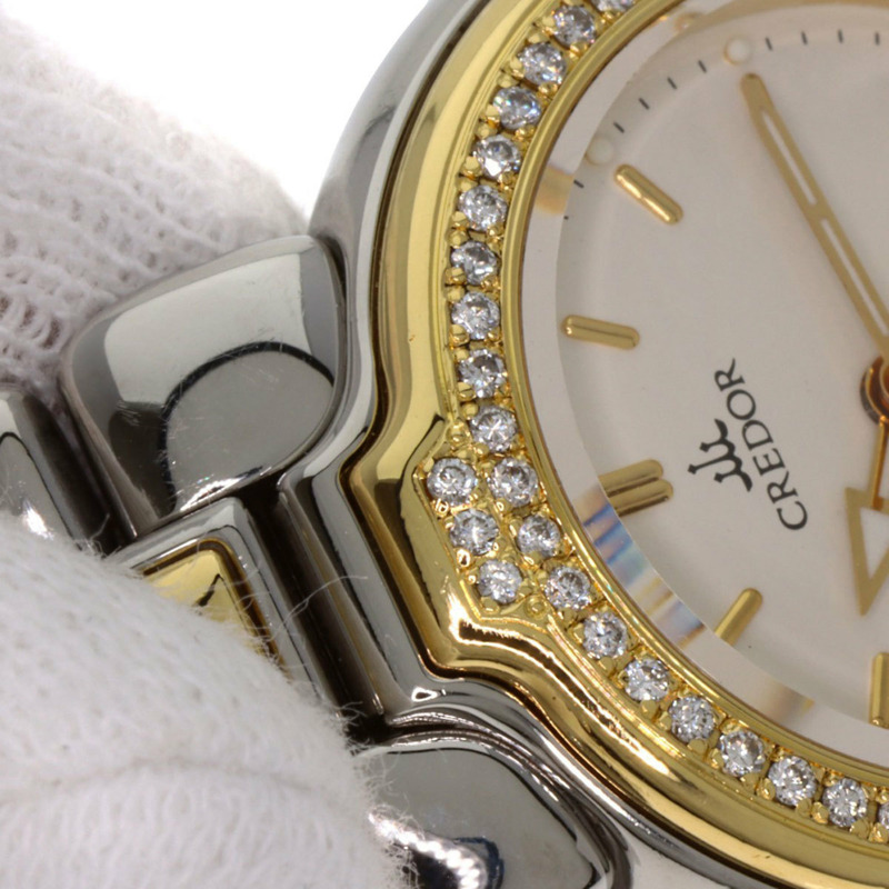 精工 GSAB004 Credor 鑲鑽錶圈腕錶，不鏽鋼/18K黃金/鑲鑽，女款-14